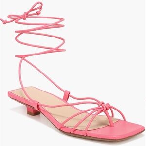 Veronica Beard Foley Ankle Tie Sandals Coral Le Size 8